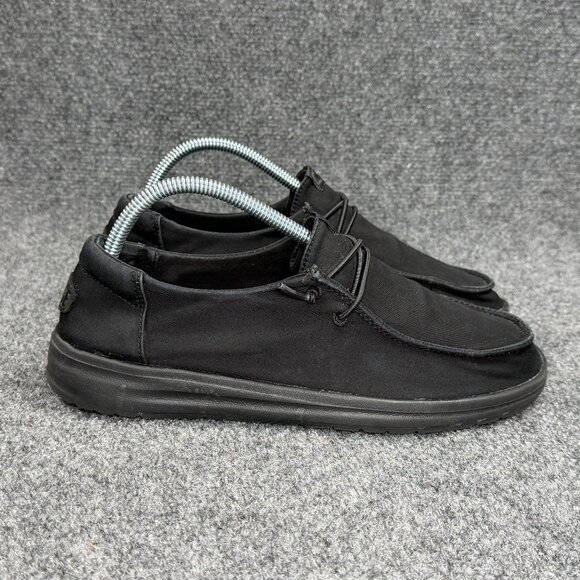 Hey Dude Wendy Slip Resistant Work Shoes Women's 9 Black Canvas Slip On Snekers - Picture 1 of 11